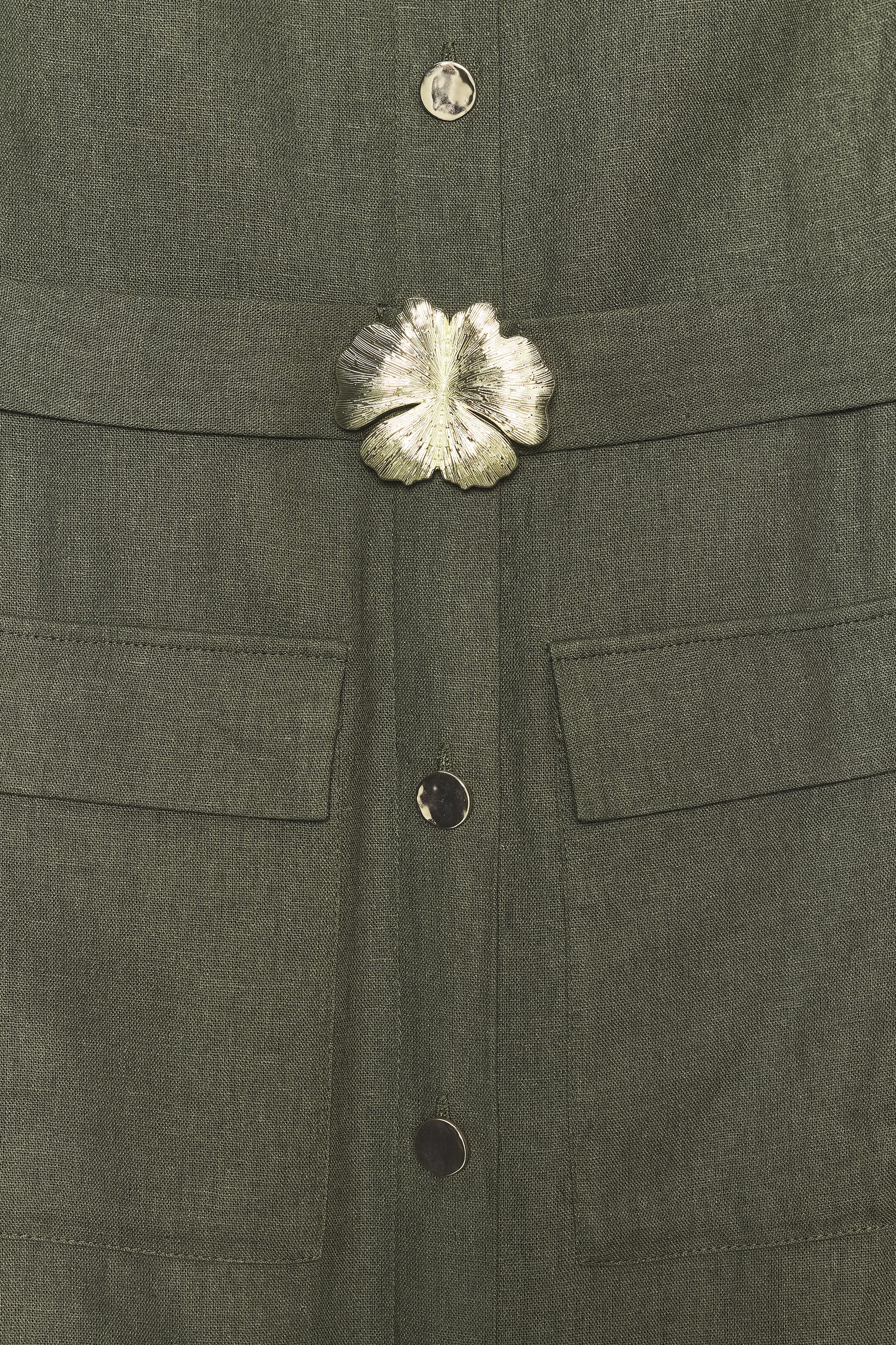 LINEN BELTED MIDI DRESS